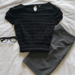 Express Black and Silver striped top